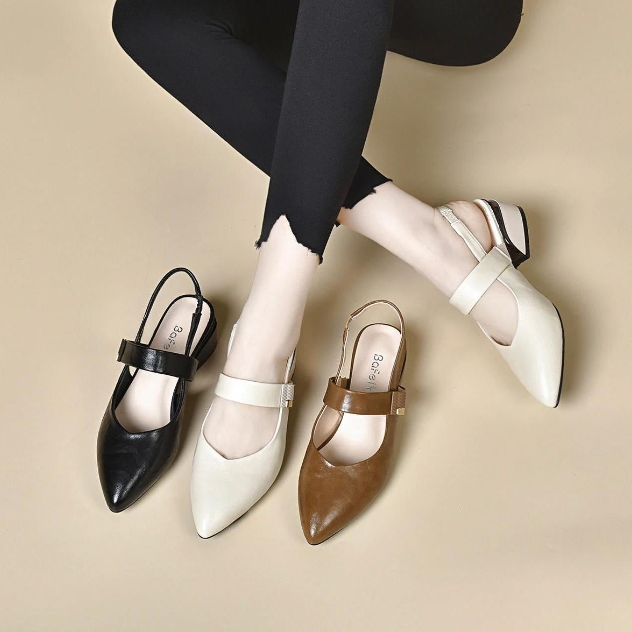Sandalias de punta cerrada con tacón medio estilo primaveral