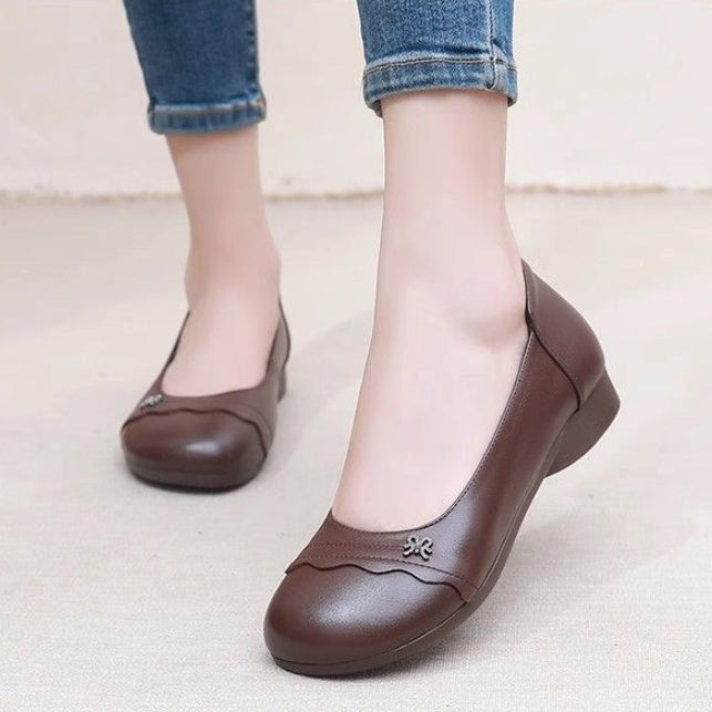 Zapatos de piel de vacuno antideslizantes con punta redonda