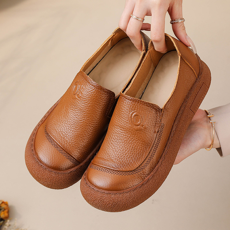 Zapatos de piel con punta redonda antideslizante
