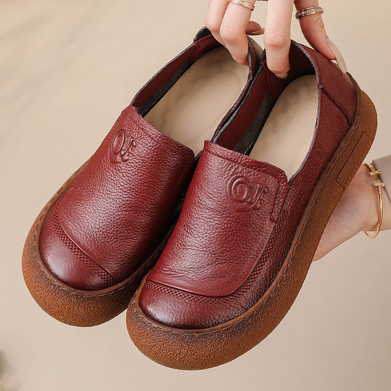 Zapatos de piel con punta redonda antideslizante