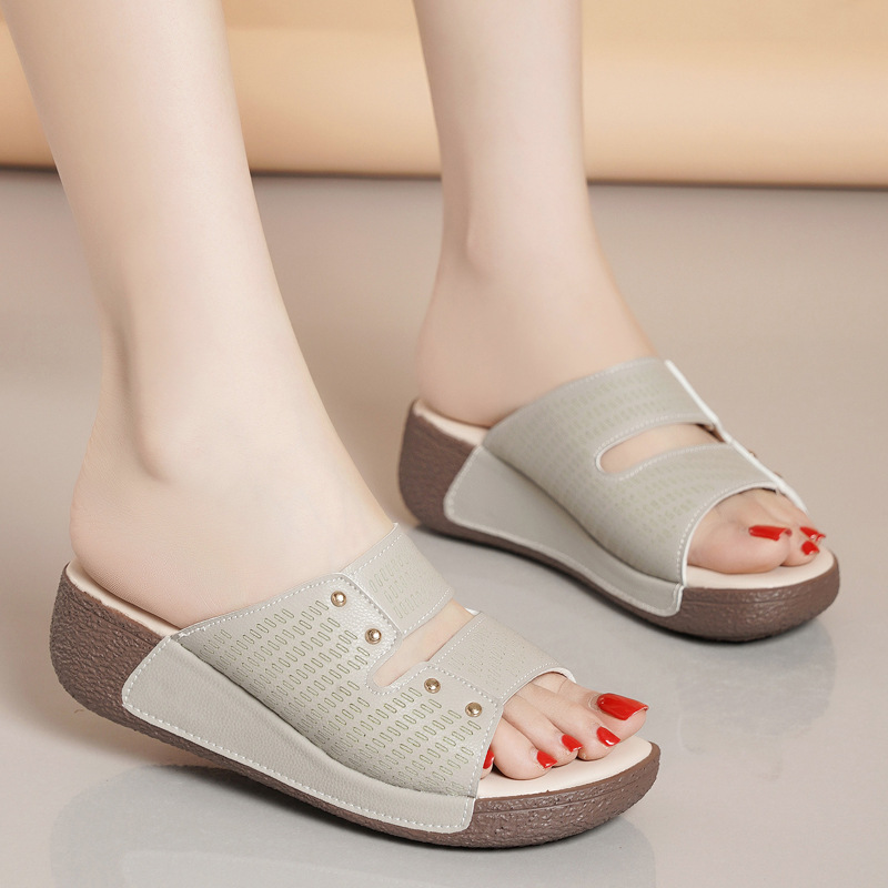 Sandalias de plataforma de piel suave