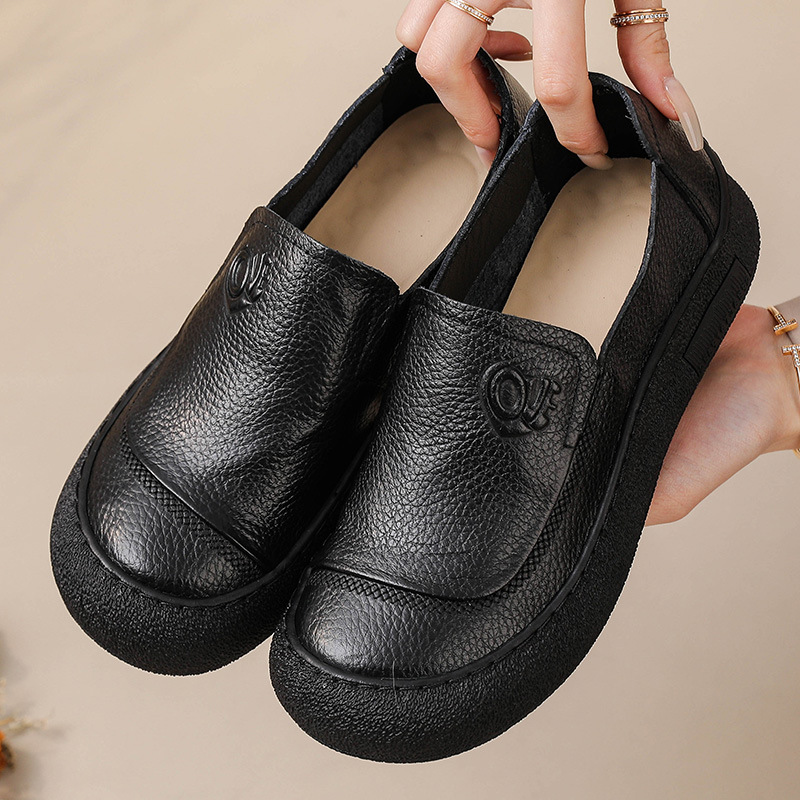 Zapatos de piel con punta redonda antideslizante