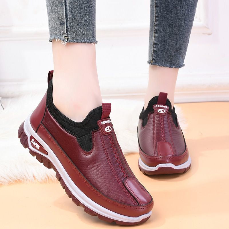 Zapatos de cuero y algodón para mujeres (estilo deportivo)