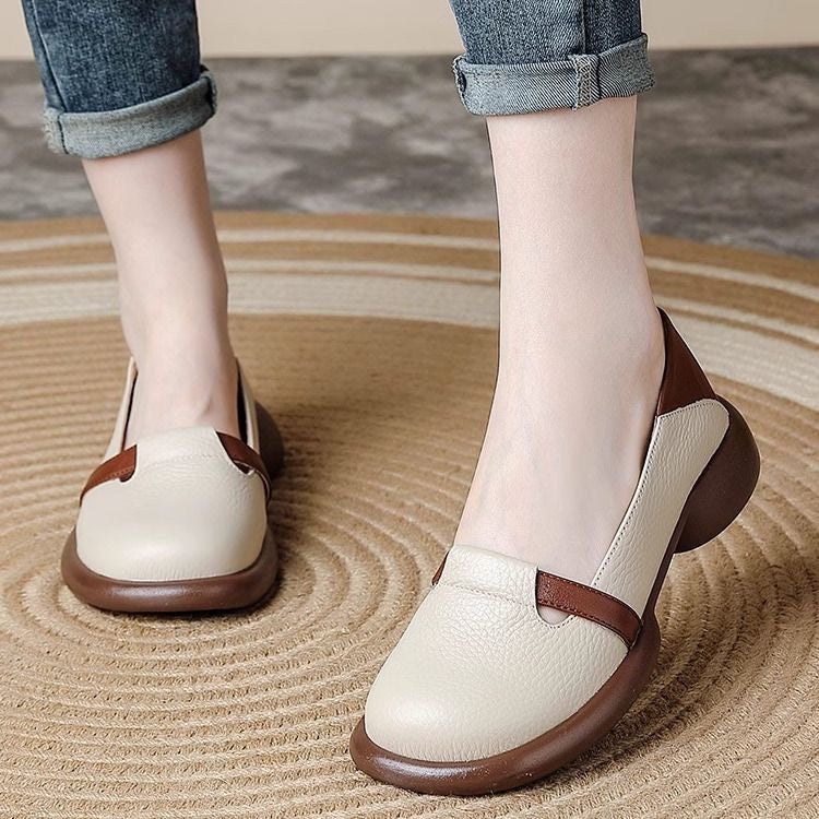 Zapatos de cuero suave con suela gruesa