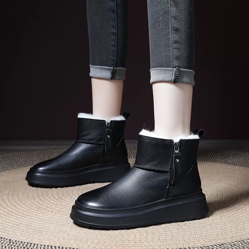 Botas de cuero femenino (blanco y negro)