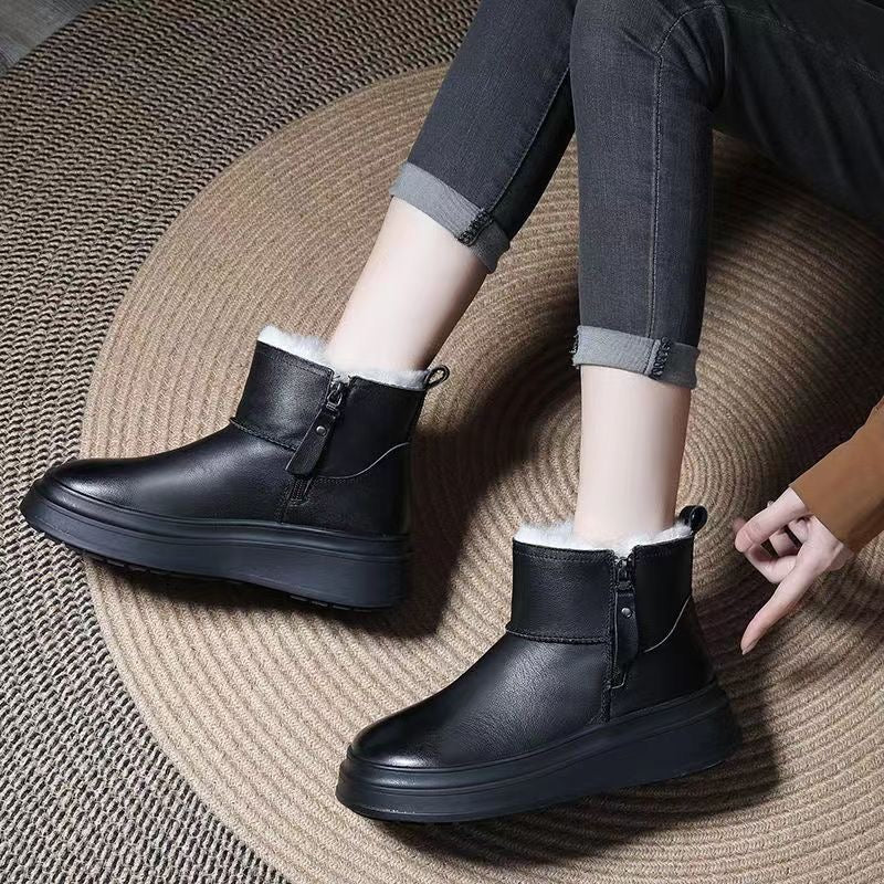 Botas de cuero femenino (blanco y negro)