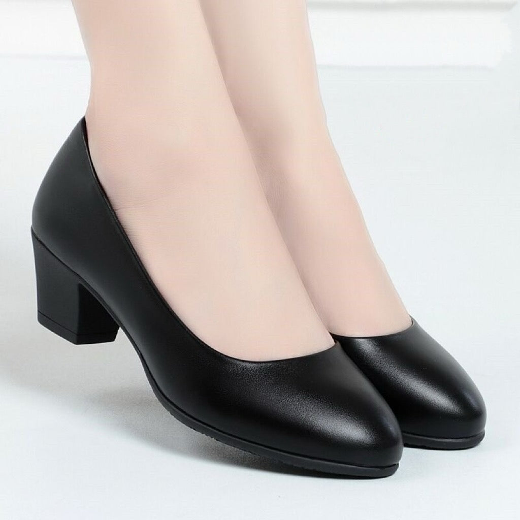 Zapatos de suela blanda y tacón grueso
