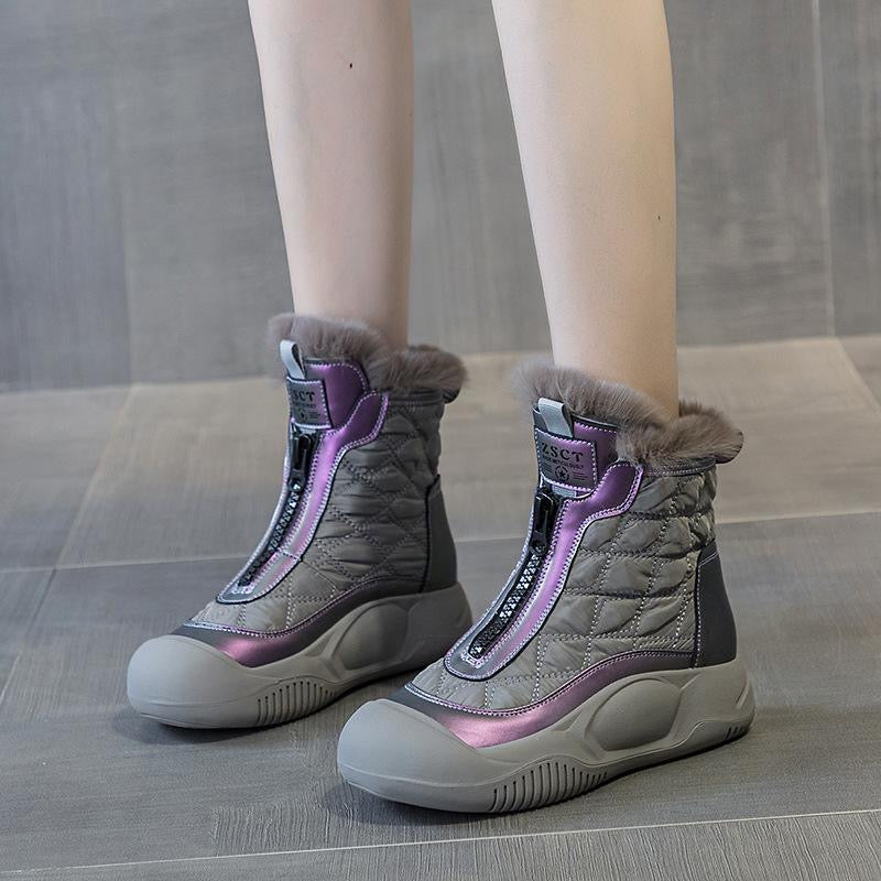 Botas de algodón para mujeres (gris púrpura)