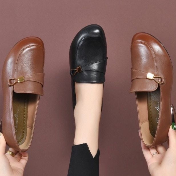 2025 nuevos zapatos planos de cuero suave