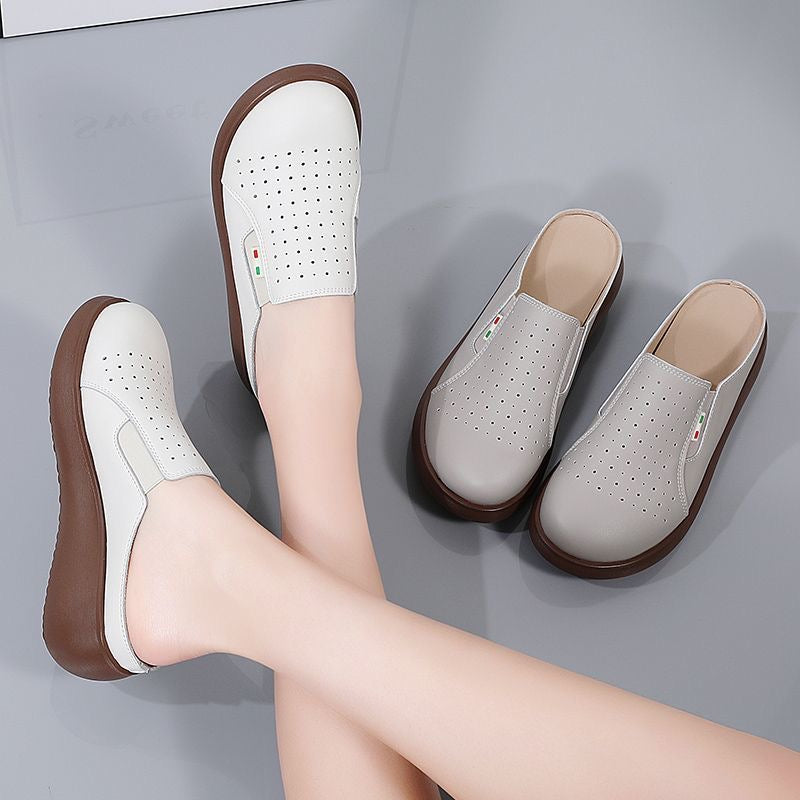 Zapatillas de cuero de suela gruesa