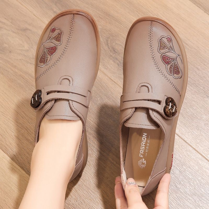 Zapatos planos de cuero antideslizantes