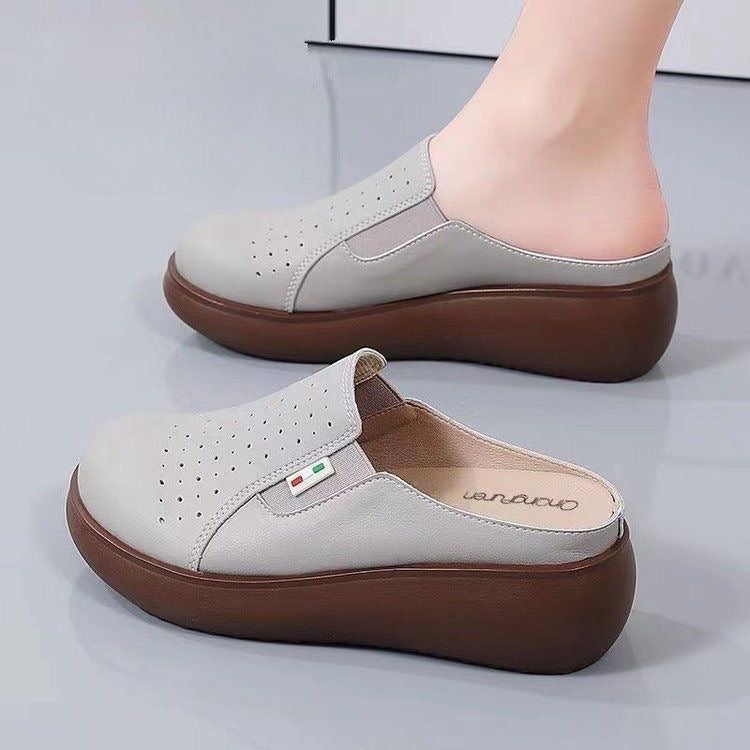 Zapatillas de cuero de suela gruesa