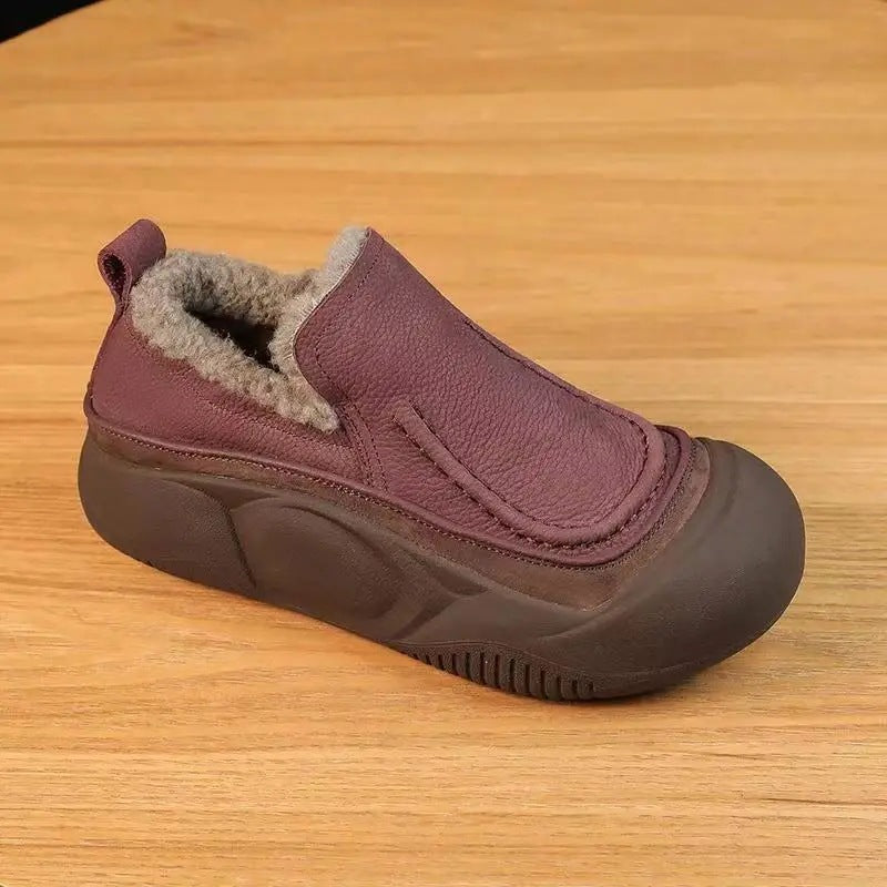 Zapatos planos de terciopelo para mujeres (suela gruesa)