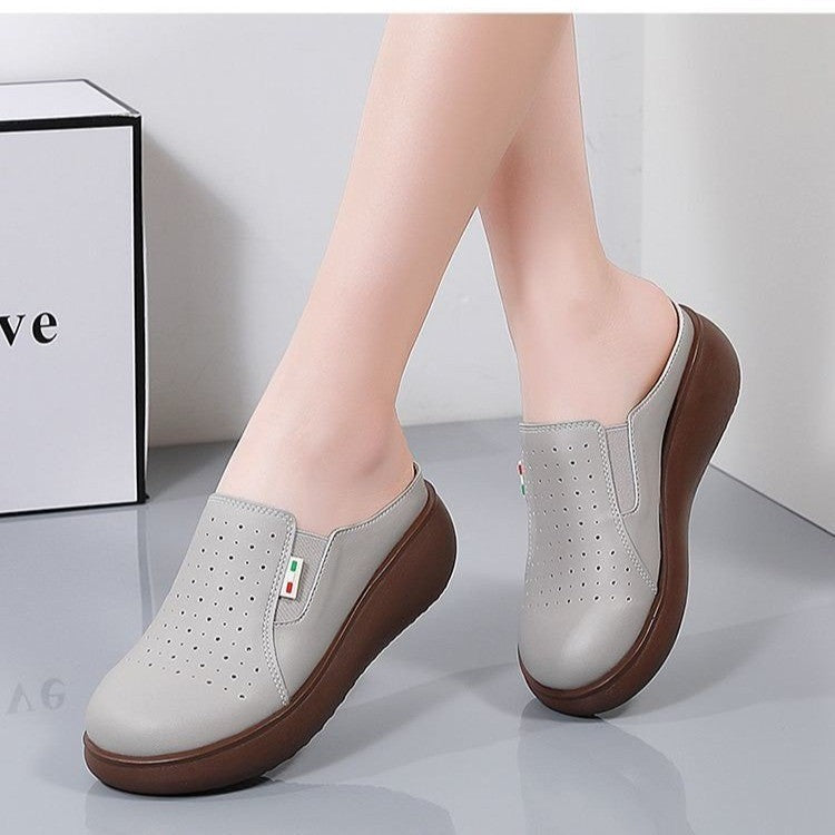 Zapatillas de cuero de suela gruesa