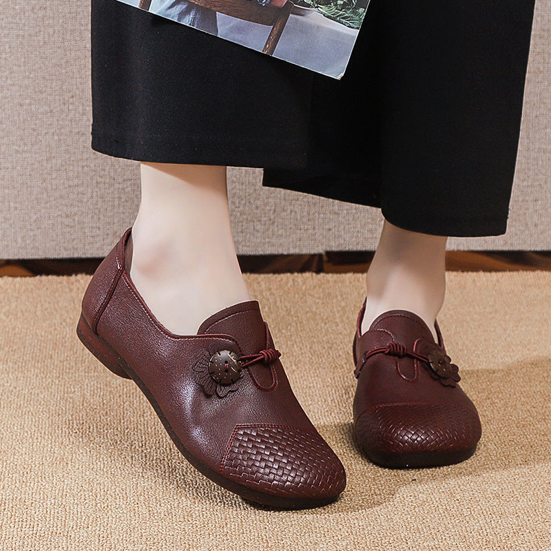 Zapatos cómodos de piel con punta redonda