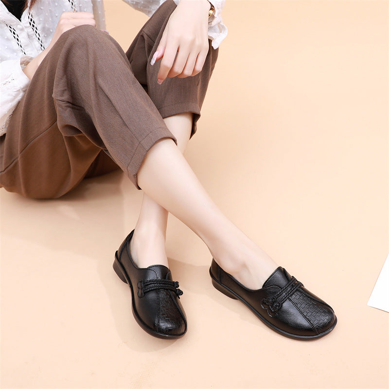 Zapatos planos de cuero con suela blanda y antideslizantes