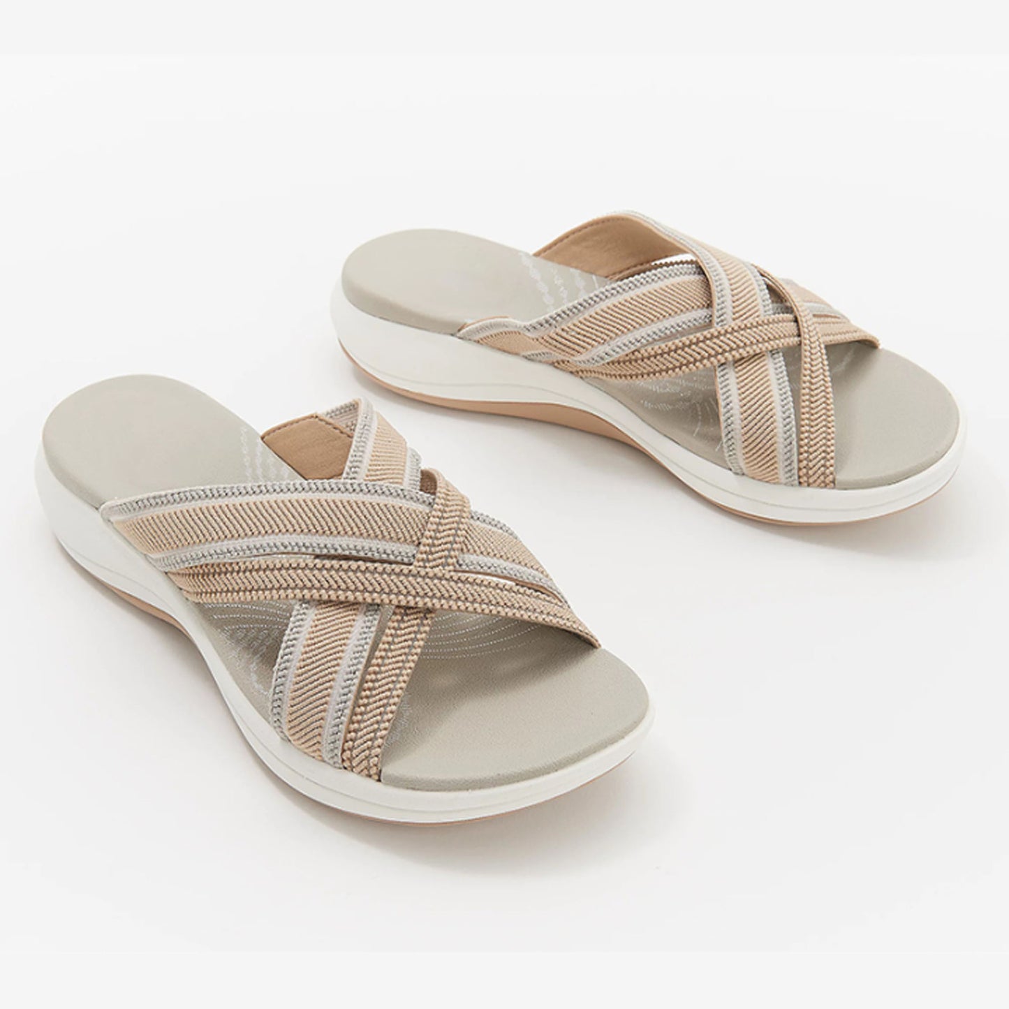 Sandalias cruzadas de punto con mosca
