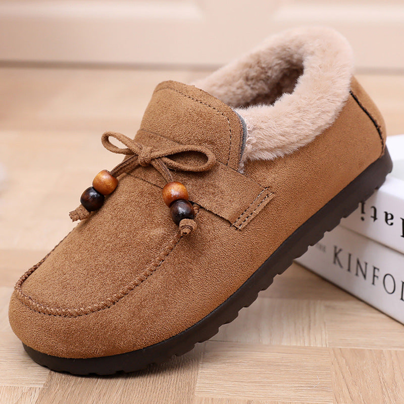 Zapatos de algodón con forro polar y sin cordones