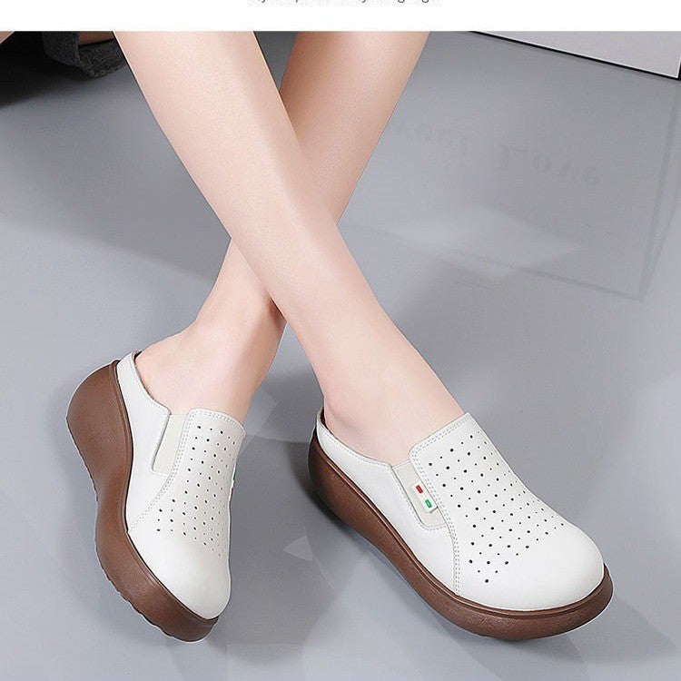 Zapatillas de cuero de suela gruesa