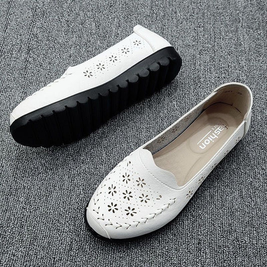 Zapatos planos de piel auténtica