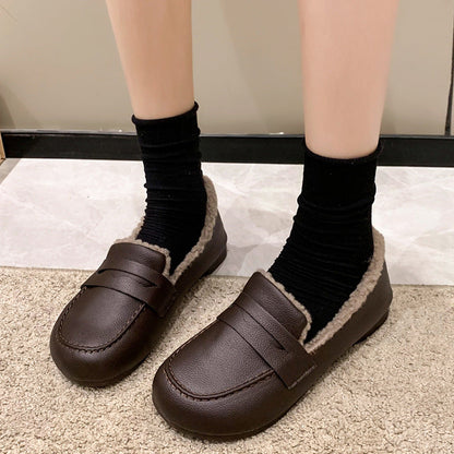 Mocasines de invierno para mujer (material de lana)