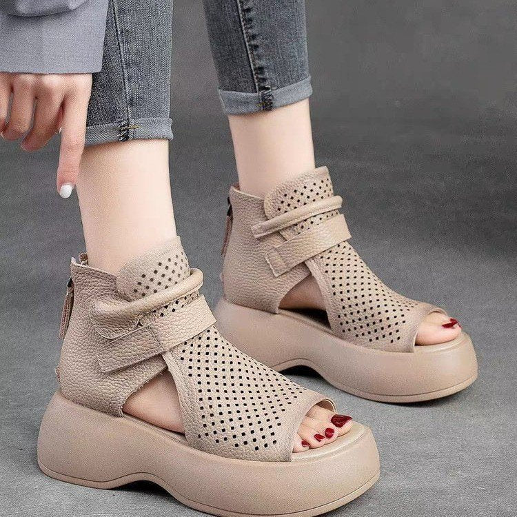 Sandalias con cuña y boca de pez