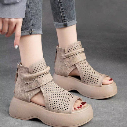 Sandalias con cuña y boca de pez