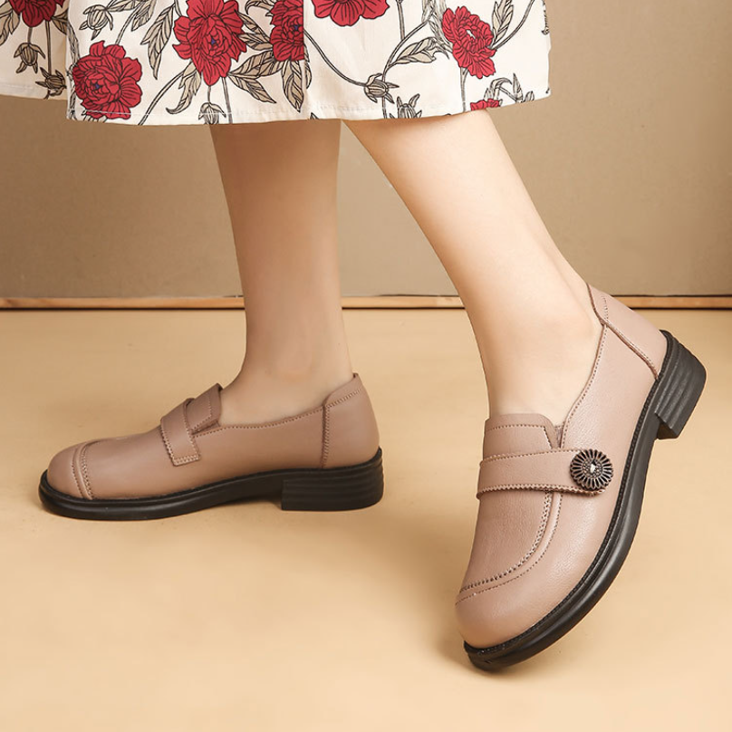 Zapatos planos de suela blanda de cuero genuino