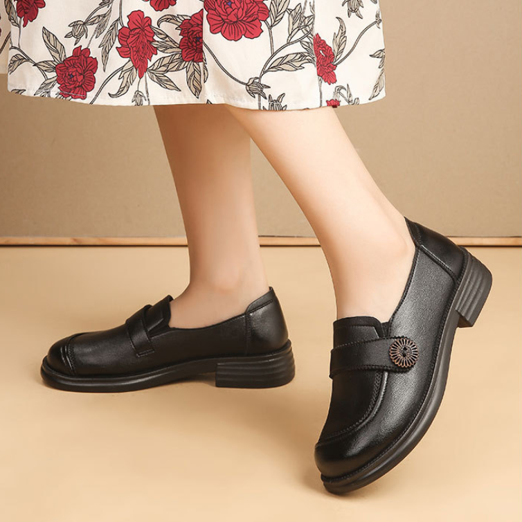 Zapatos planos de suela blanda de cuero genuino