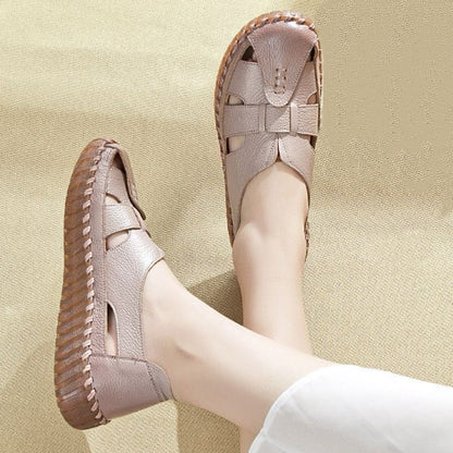 Sandalias planas de piel de vaca