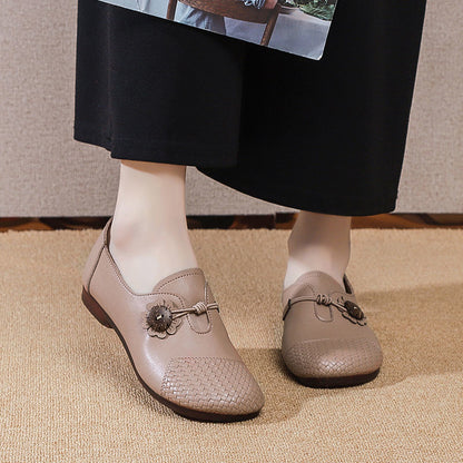 Zapatos cómodos de piel con punta redonda