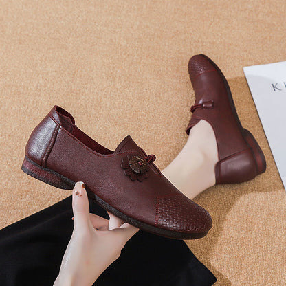 Zapatos cómodos de piel con punta redonda