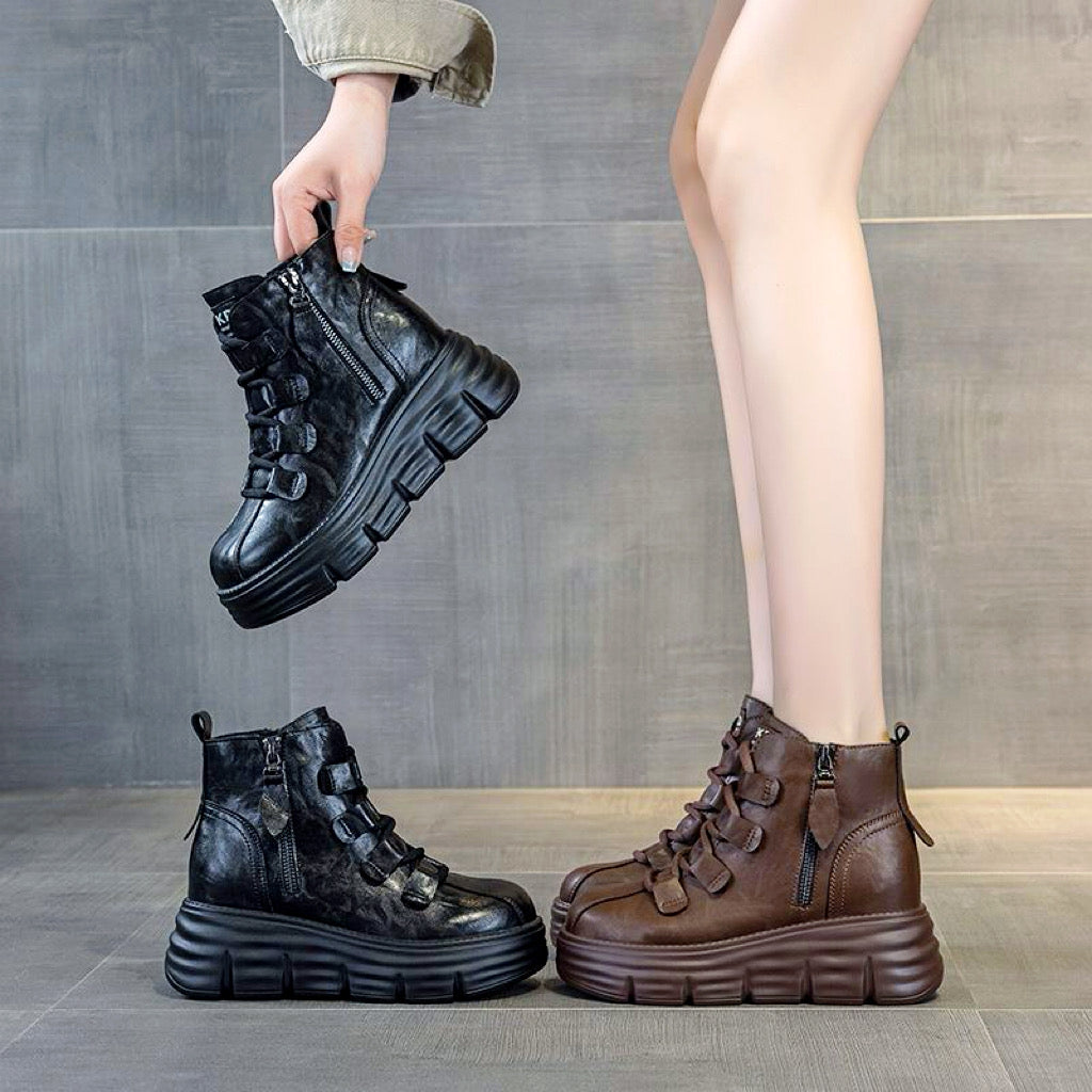 Botas de plataforma de piel vintage