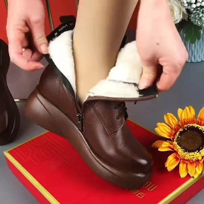 Botas de terciopelo con punta redonda y tacón medio