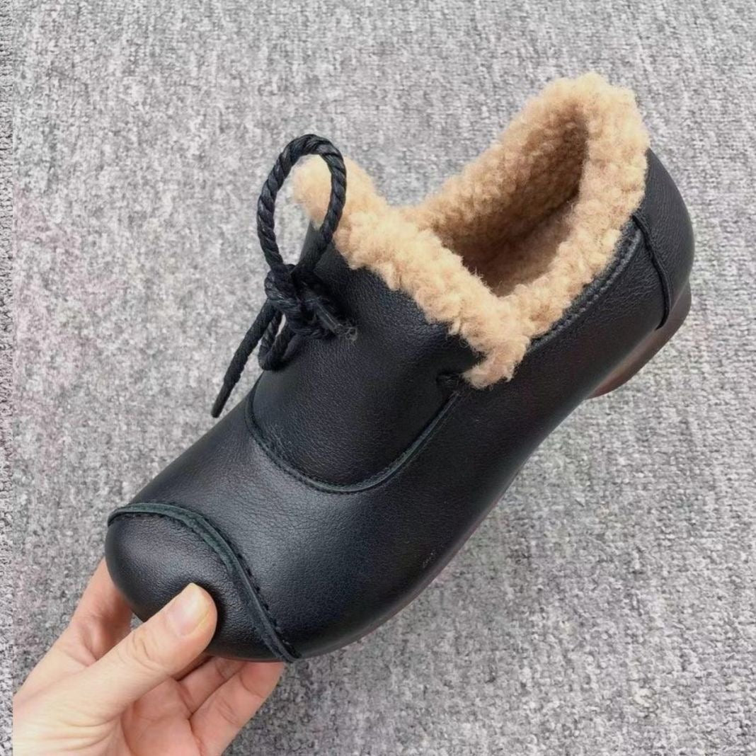 Zapatos de cuero grueso y cálido
