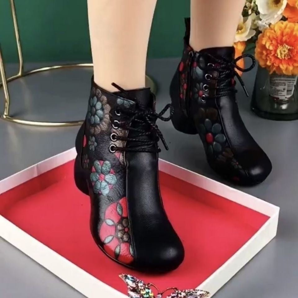 Botines de tacón grueso de piel suave