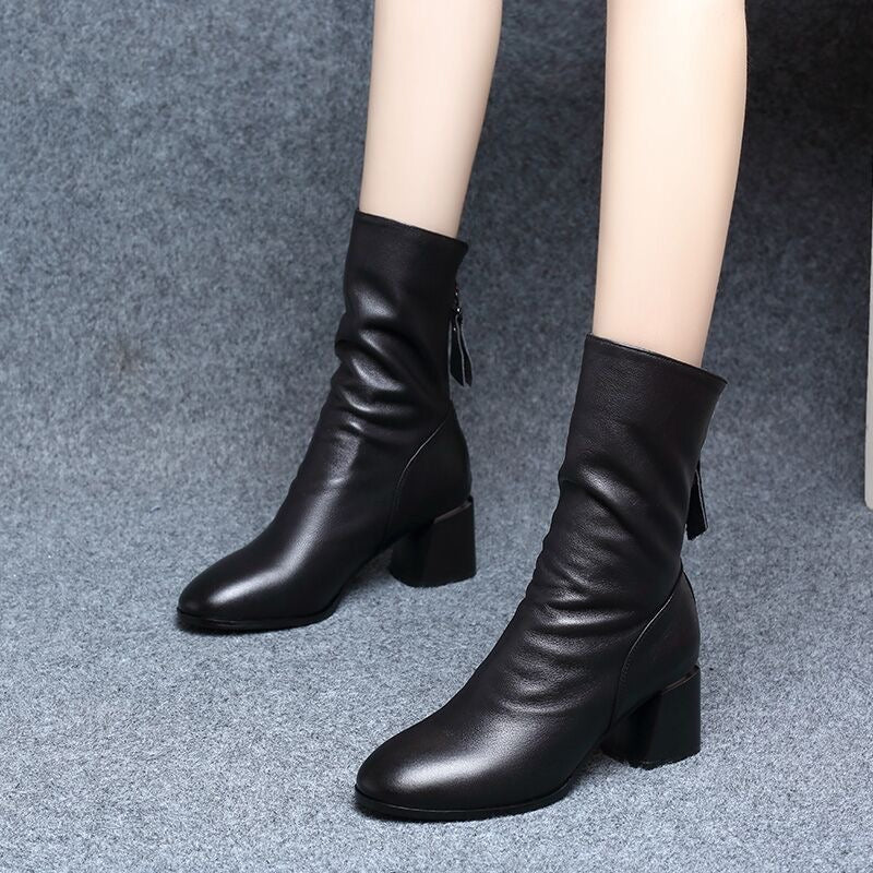 Botas media caña mujer de piel suave