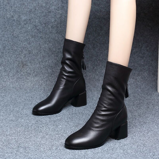 Botas media caña mujer de piel suave