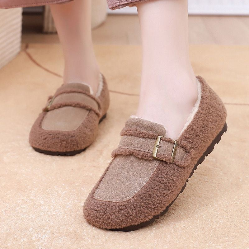 Zapatos cálidos de suela plana con forro polar