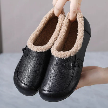 Zapatos de algodón cálido de cuero suave