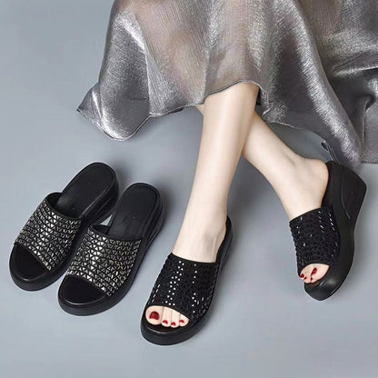 Sandalias cuña strass