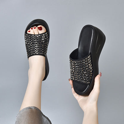 Sandalias cuña strass