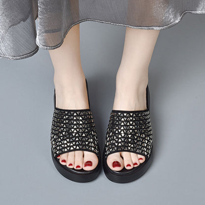 Sandalias cuña strass