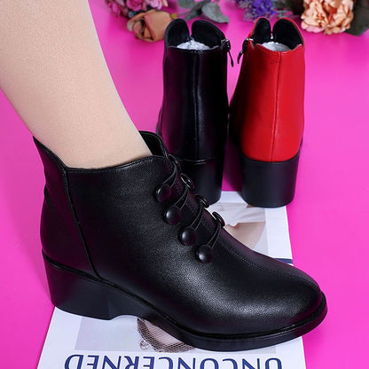 Botas de piel con plataforma y cuña