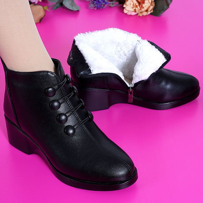 Botas de piel con plataforma y cuña