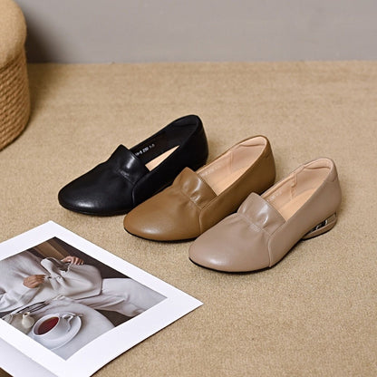 Zapatos de piel suave con punta redonda