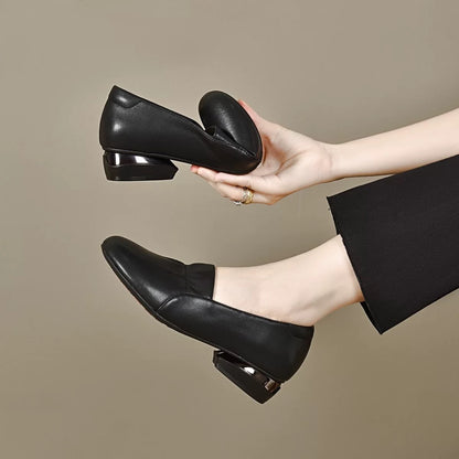 Zapatos de piel suave con punta redonda