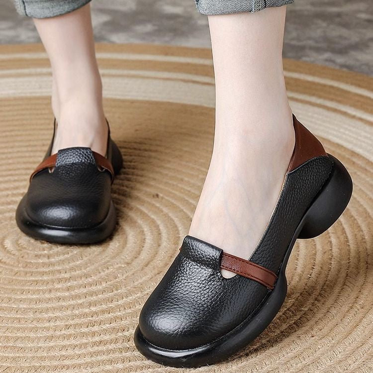 Zapatos de cuero suave con suela gruesa