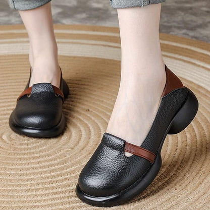 Zapatos de cuero suave con suela gruesa