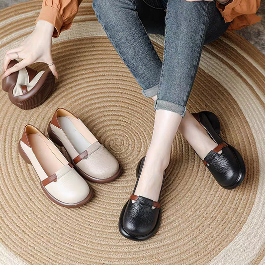 Zapatos de cuero suave con suela gruesa